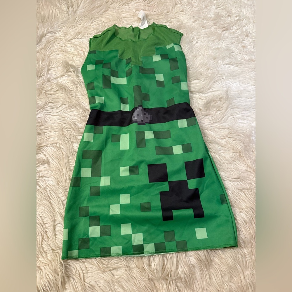 Girls Green Pixelated minecraft Costume (D1)